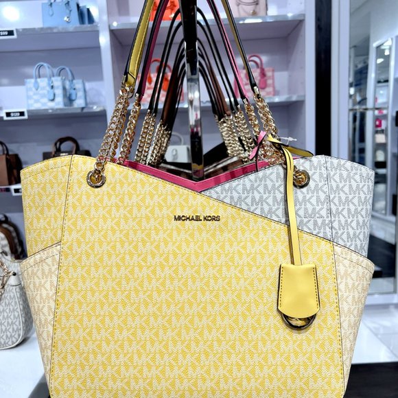 Michael Kors Daffodiil Colorblock Jet Set Tote Bag - Retail $558  Mic1 - Picture 4 of 13